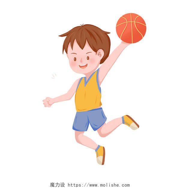 卡通小孩儿童球衣篮球运动男孩PNG素材